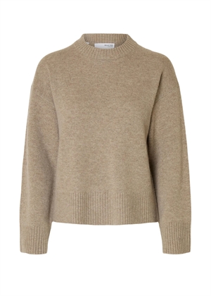 Cille Cashmere blend ls o-neck strik Irish Cream Selected Femme